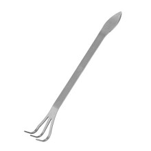 Hand Cultivator Handheld Stainless Steel Rake, 3 Prongs Traditional Long Handled Manual Tiller Prong Cultivator for Gardening and Bonsai Loosen Soil,