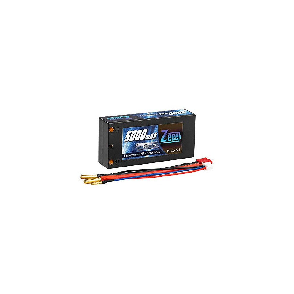 2S Lipo Battery 5000mAh 7.4V 100C Hard case Shorty Battery with 4.0mm Bullet to Deans T plug for RC Car RC Truck RC Auto Boot Helicopter LKW Truggy RC