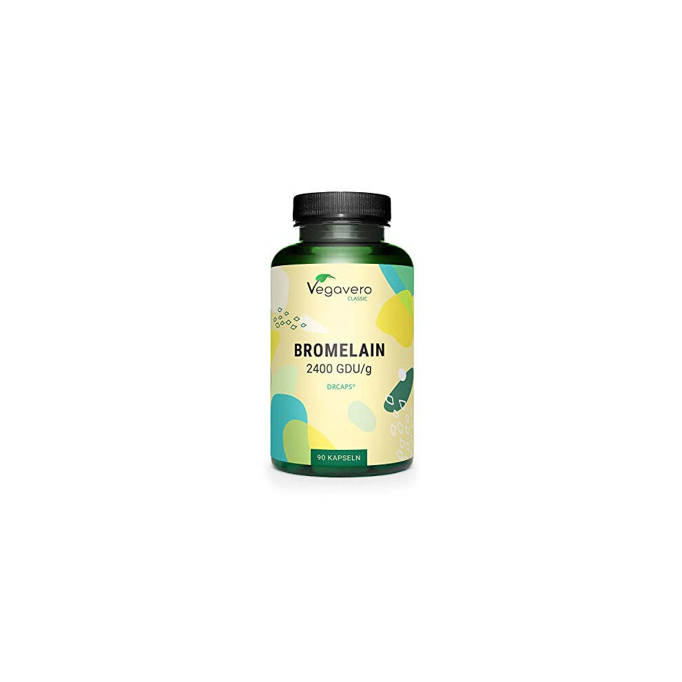 Vegavero Bromelain 650Mg | High Strength - 2400 Gdu/G | Gastro-Resistant Drcaps | No Additives, Lab-Tested | Pure Pineapple Enzyme | 90 Capsules | Vegan