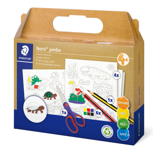Staedtler 61 C3 Noris Jumbo Activity Set - Mixed Set for Sticker Crafting (Pack of 12 Pieces, Including Colouring Pencils & Sticker Sheets)