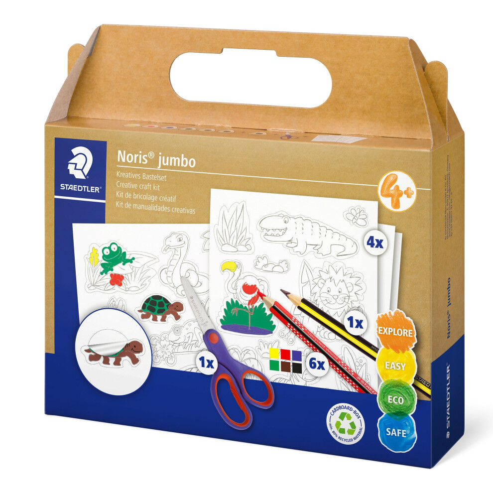 61 C3 Noris Jumbo Activity Set - Mixed Set for Sticker Crafting (Pack of 12 Pieces, Including Colouring Pencils & Sticker Sheets)