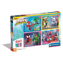 21528 Marvel Spidey And His Amazing Friends Supercolor 4 in 1 Friends-12+16+20+24 Pieces, Jigsaw Kids Age 3, Puzzle Cartoon, Made in Italy