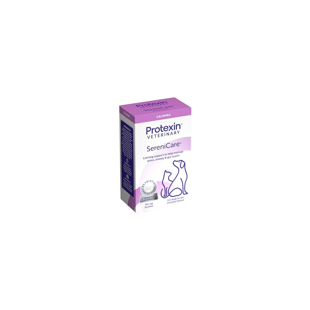 Veterinary SereniCare - A prebiotic and postbiotics supplement for calming and gut health support for dogs and cats - separation anxiety, stressful