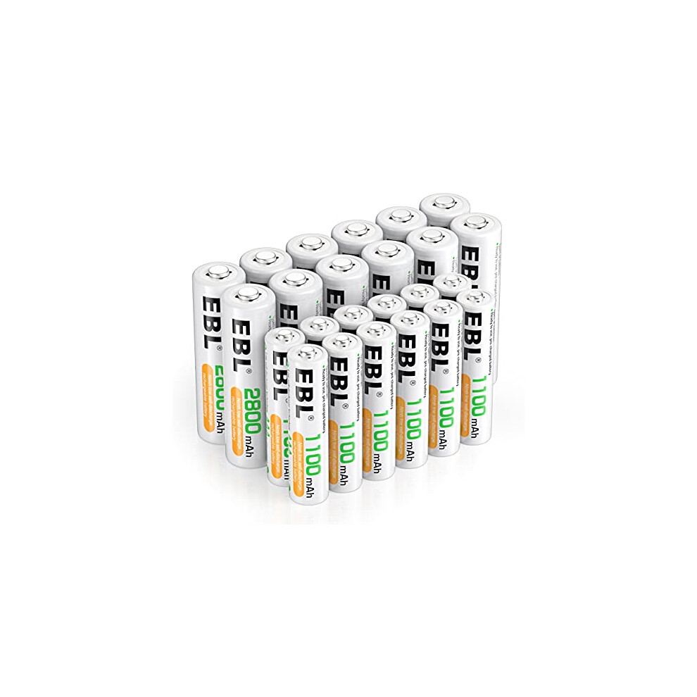 24Pcs Aa Aaa Nimh Rechargeable Batteries, 12 X 2800Mah Aa Batteries Bundle With 12 X 1100Mah Aaa Batteries 606089464872