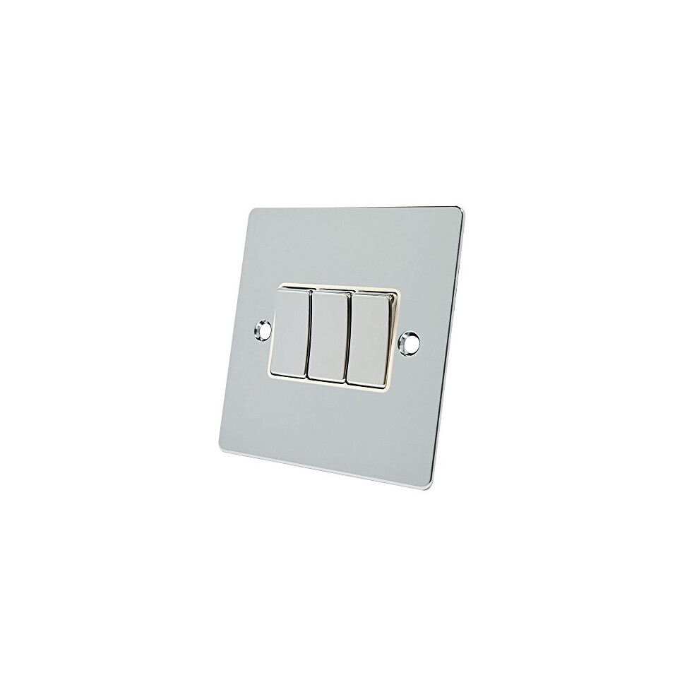 Fpc3gswiwc Polished Chrome Flat Black Insert Metal Rocker Switches-10 Amp Triple 3 Gang 2 Way Light Switch, 240 V 700461520627