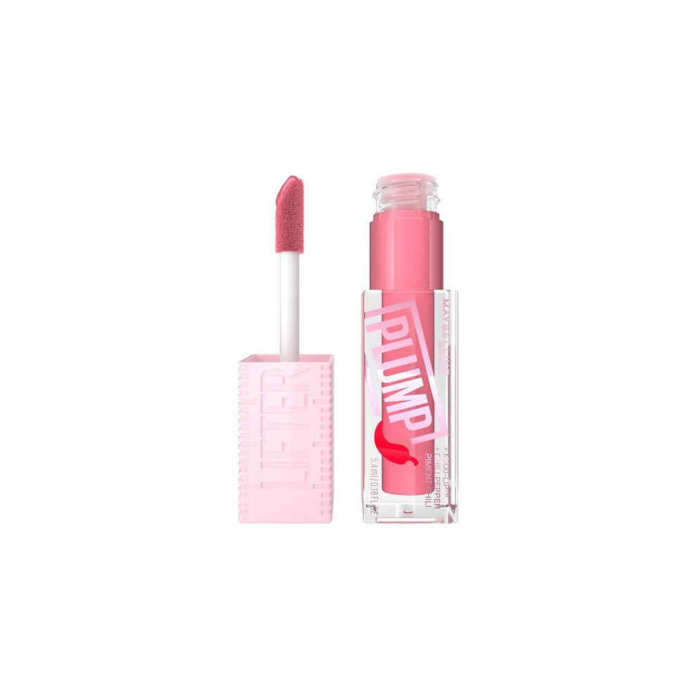 Maybelline New York, Lifter Plump Lip Gloss, Lasting Plump, Heated Formula With Hyaluronic Acid And Chilli Pepper, Xl Wand, Vegan Formula, Shade: 001 Blush Blaze