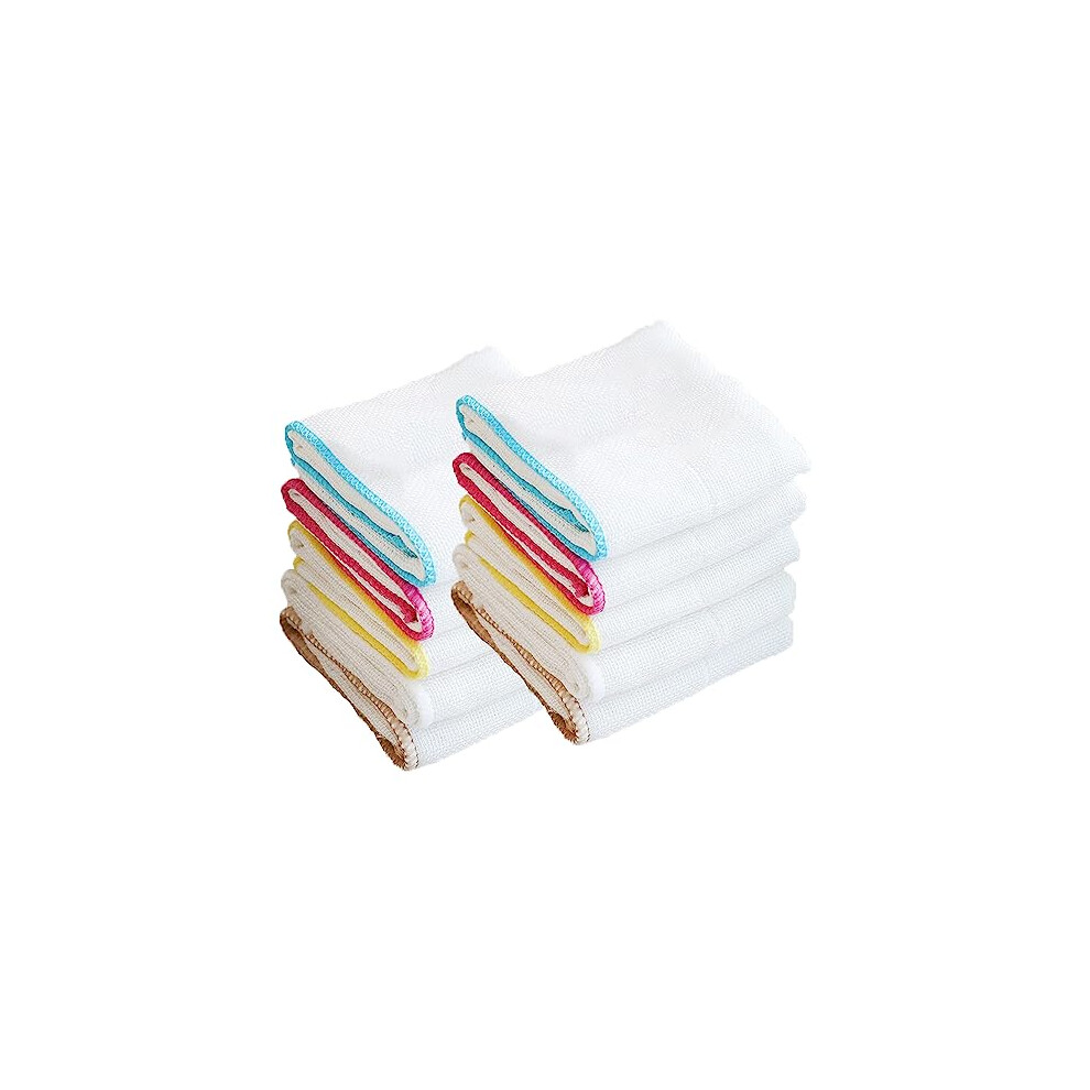 Wdec 10Pcs Bamboo Dish Cloths Towels Kitchen Cloths For Furniture Dining Room Table Cleaning Absorbent Machine Washable, Eco Cloth Fiber Reusable Soft