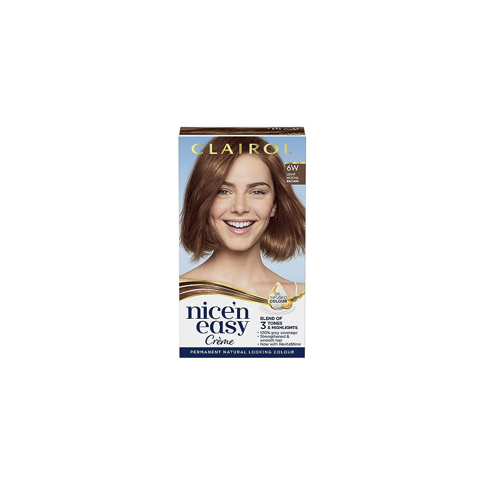 Clairol Nice'n Easy CrÃ¨me, Natural Looking Oil Infused Permanent Hair Dye, 6W Light Mocha Brown