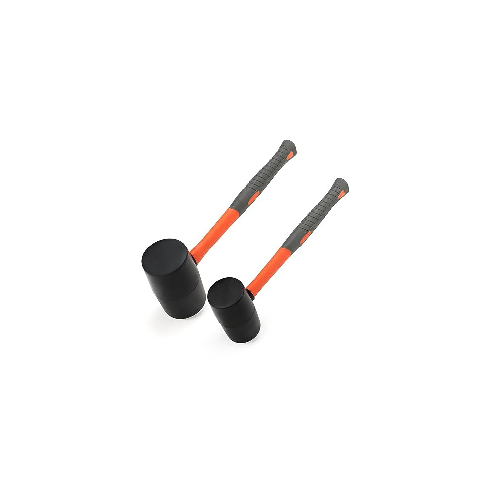 Set Of 2 16Oz 32Oz Rubber Mallet, Black Rubber Mallet Hammer With Fiberglass Handle, Solid Rubber Mallet For Diy, Paving, Carpenter 758226784692