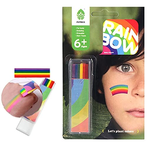 Rainbow Fan Brush Face Paint Colored Body Tattoo Paint Stick Crayon