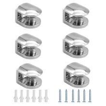 6 Pieces Adjustable Glass Bracket Glass Clamps Zinc Alloy Glass Bracket for 6-8 MM Thick Glass
