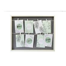 nielsen Accent Photo Frame to fit 8 Photos 4x6", Clothesline with Pegs Picture Frame, White Photo Frame 10x15cm - Washed White Grey Finish