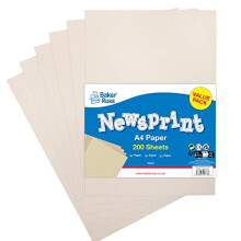 FX842 A4 Newsprint Paper Pack - Pack of 200, Paper for Wrapping and Arts and Crafts