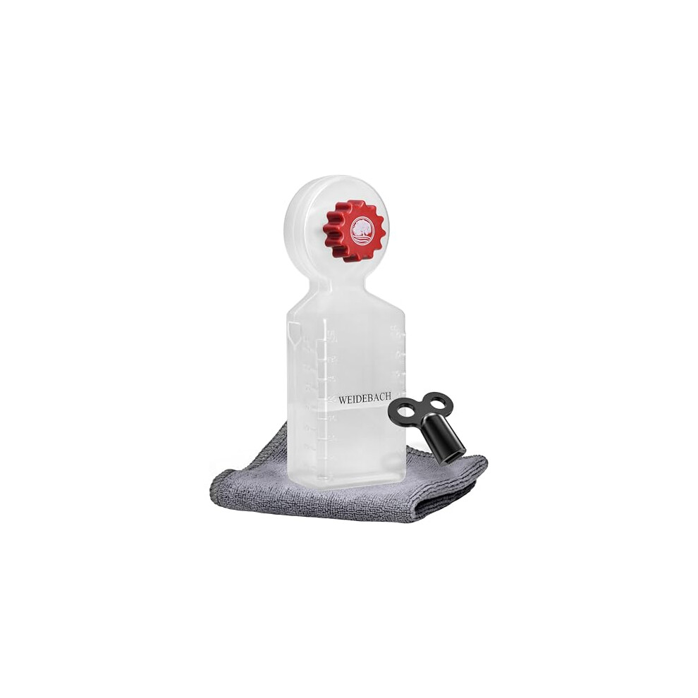 Weidebach Radiator Vent Key With Collection Container (140Ml), Radiator Ventilator Including Microfiber Cloth & Mini Vent Key For Tight Spaces, 8720849521314