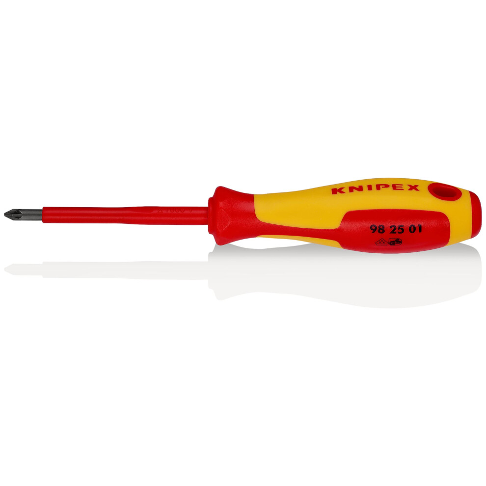 Knipex Screwdriver For Cross Recessed Screws Pozidriv Burnished, Insulating Multi-Component Handle, Vde-Tested 187 Mm 98 25 01