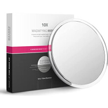 Magnifying Mirror with Suction Cups - Triple Suction Cup Stick on Mirror with 10X Magnification. Portable Travel Makeup Mirror, Magnified Cosmetic