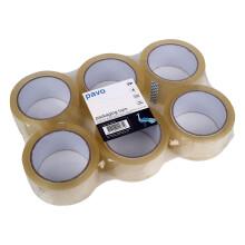 Premium 50 mm x 66 m Polypropylene Packing Tape - Transparent (Pack of 6)