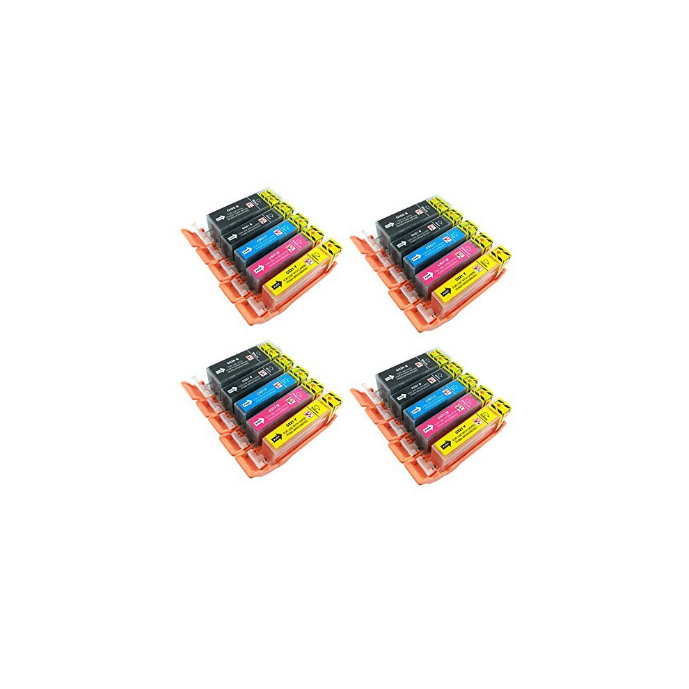 20 Canon Compatible Ink Cartridges For Canon Pixma Ip3600 Ip4600 Ip4700 Mp540 Mp550 Mp560 Mp620 Mp630 Mp640 Mp980 Mp990 Mx860 Mx870 Printer. Pgi 520Bk 700867204107