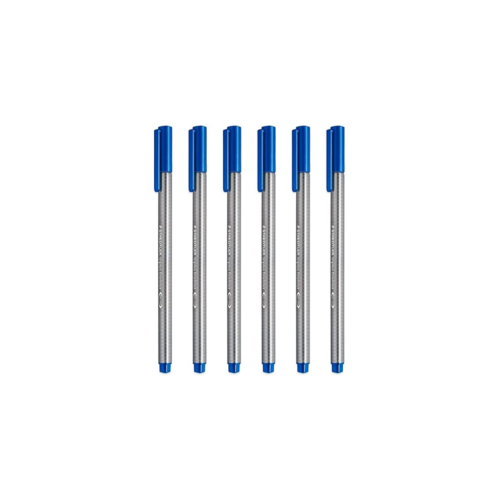 334 Triplus Fineliner Superfine Point Pens - 0.3mm - Blue - Pack of 6