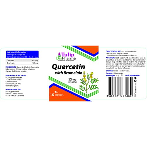Quercetin Bromelain Complex 120 Capsules, 3rd Party lab Tested, High Strength Supplement 1