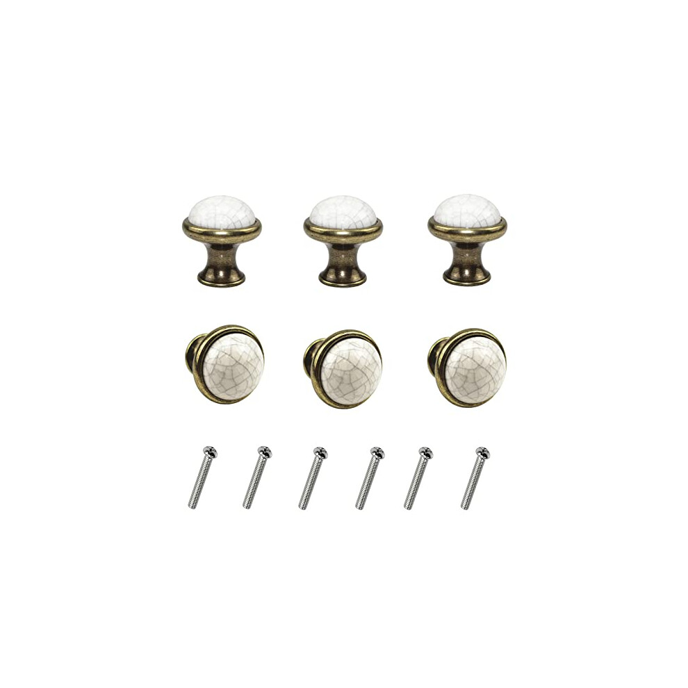 Gad2go 6Pcs Cabinet Knob Vintage Ceramic Drawers Knobs 34Mm Round Knob Pull Handle For Furniture Kitchen Cabinet Cupboard Drawer