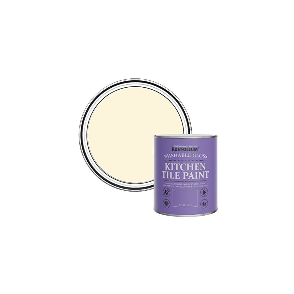 Beige Water-Resistant Kitchen Tile Paint in Gloss Finish - Clotted Cream 750ml