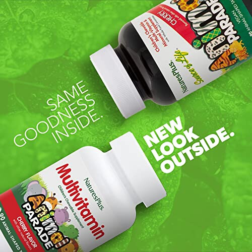 NaturesPlus, Animal Parade, Complément Multivitaminé à Croquer pour Enfants, Cerise, 90 Comprimés en Forme d'Animaux 1