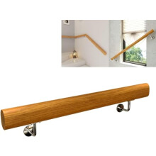 100CM Wooden Handrail Complete Set Staircase Handrail Wood Banister Anti-Slip Stair Railing with Metal Bracket Fitting for Indoor Outdoor Elderly