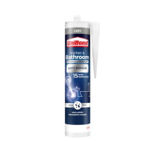UniBond Anti-Mould Grey Silicone Sealant - Waterproof, Kills & Prevents Mould in Kitchen & Bathroom, 15-Year Durable Shower Sealant (274g)