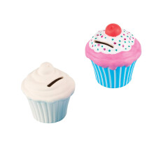 EV5404 Customisable Ceramic Cupcake Coin Banks — Creative Art and Craft Supplies for Kids to Make, Personalise and Decorate (Pack of 2), 10cm