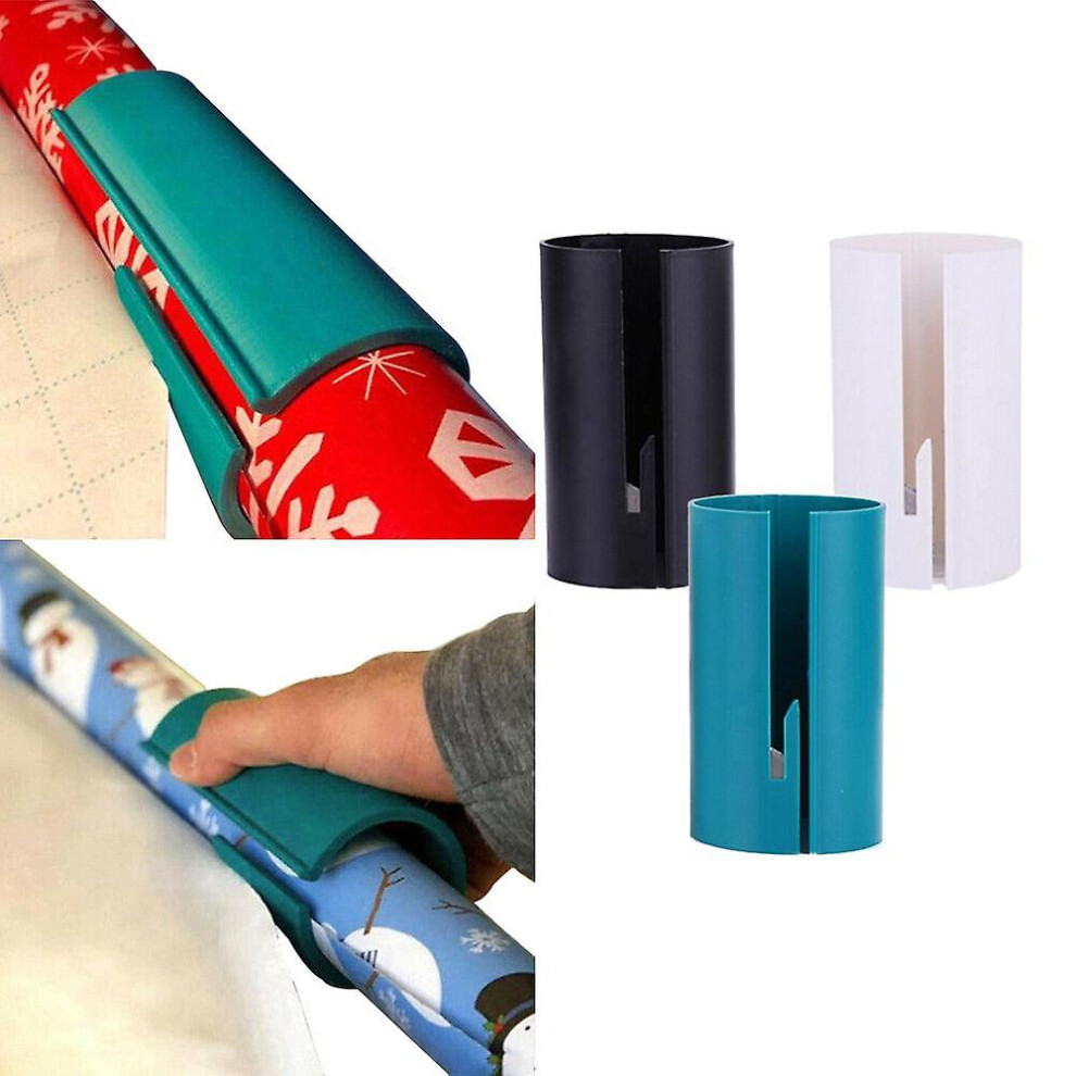 (White) Little Elf Cutting Sliding Wrapping Paper Gift Roll Cutter Made Easy And Fun Kit