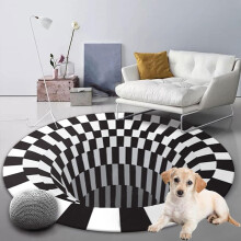 (C, 32 inches) 3d Carpet Optical Carpet Super Durable Cool Carpet Fantasy Black Hole Stereo Vision Zebra And White Carpet Anti Slip Trap Effect Home Decoration Print