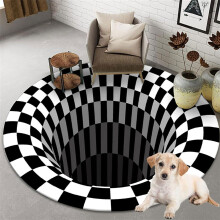 (D, 24 inches) 3d Carpet Optical Carpet Super Durable Cool Carpet Fantasy Black Hole Stereo Vision Zebra And White Carpet Anti Slip Trap Effect Home Decoration Print