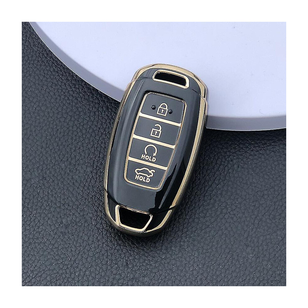 (B ) For Hyundai I30 Ix35 Kona Encino Solaris Azera Grandeur Ig Accent Santa Fe Palisade Tpu Car Key Fob Case Key Fob Cover Keychain Black 5413367947195