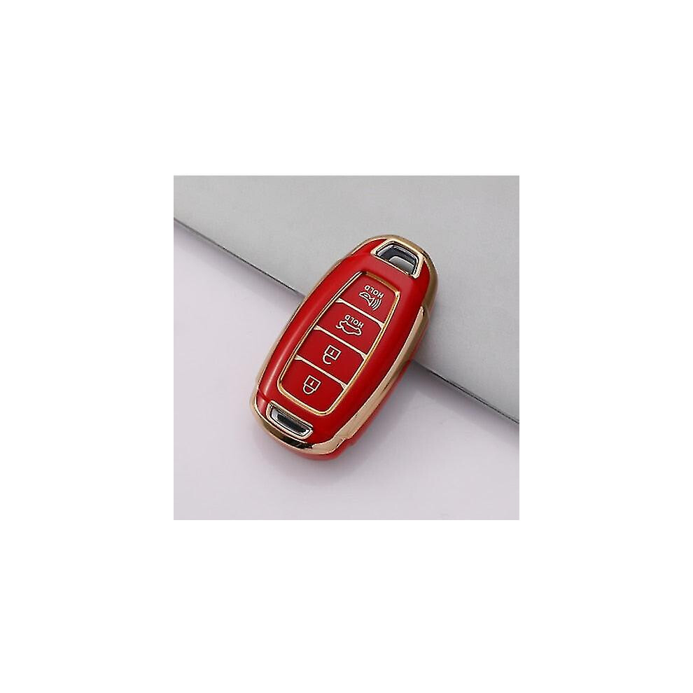 ( A) For Hyundai I30 Ix35 Kona Encino Solaris Azera Grandeur Ig Accent Santa Fe Palisade Tpu Car Key Fob Case Key Fob Cover Keychain Red 5413367947249