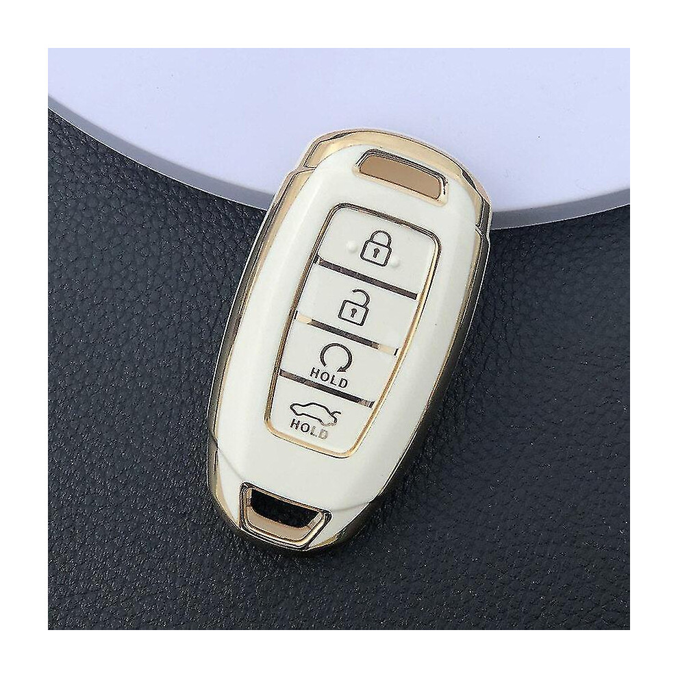 (B ) For Hyundai I30 Ix35 Kona Encino Solaris Azera Grandeur Ig Accent Santa Fe Palisade Tpu Car Key Fob Case Key Fob Cover Keychain White 5413367947270