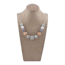 (Marble gray) Chewable Silicone Pendant Necklace Bpa Free Octagon Teething Toy Great Gift