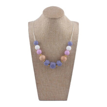 (Lilac) Chewable Silicone Pendant Necklace Bpa Free Octagon Teething Toy Great Gift