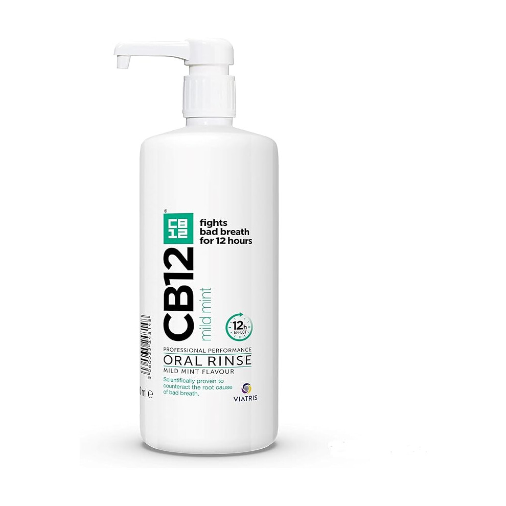 CB12 Mild Mint Mouthwash, Enamel Strengthening, Odour-free Breath For 12 Hours, 1L