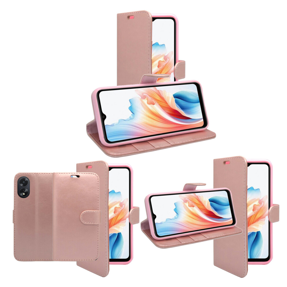 (Rose ) Case For Oppo A38 Wallet Flip Pu Leather Cover Gold 5060972628676