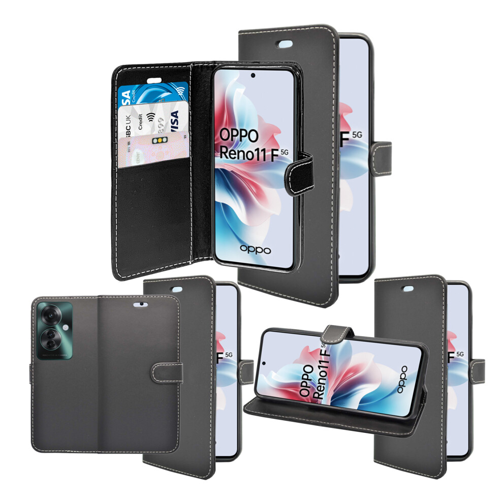 (Black) Case For Oppo Reno 11F Wallet Flip Pu Leather Cover Black 5060972628683