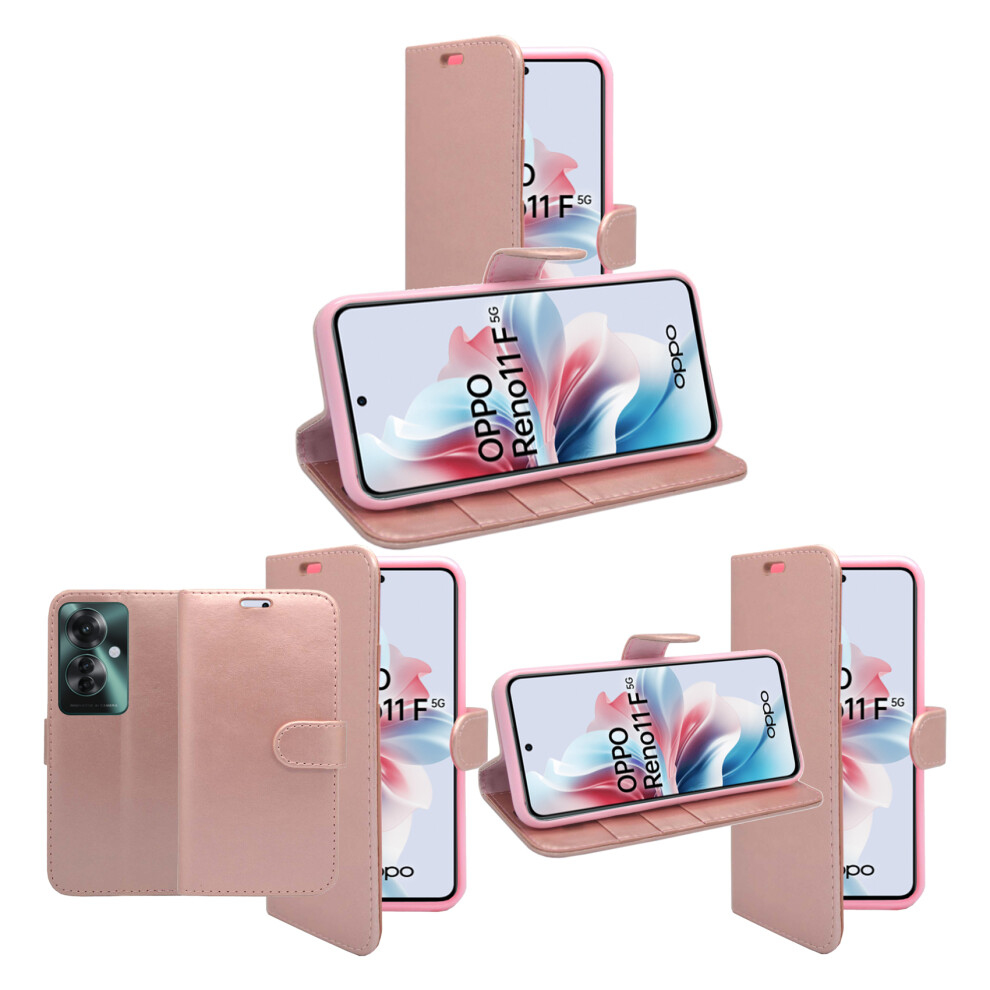 (Rose ) Case For Oppo Reno 11F Wallet Flip Pu Leather Cover Gold 5060972628690