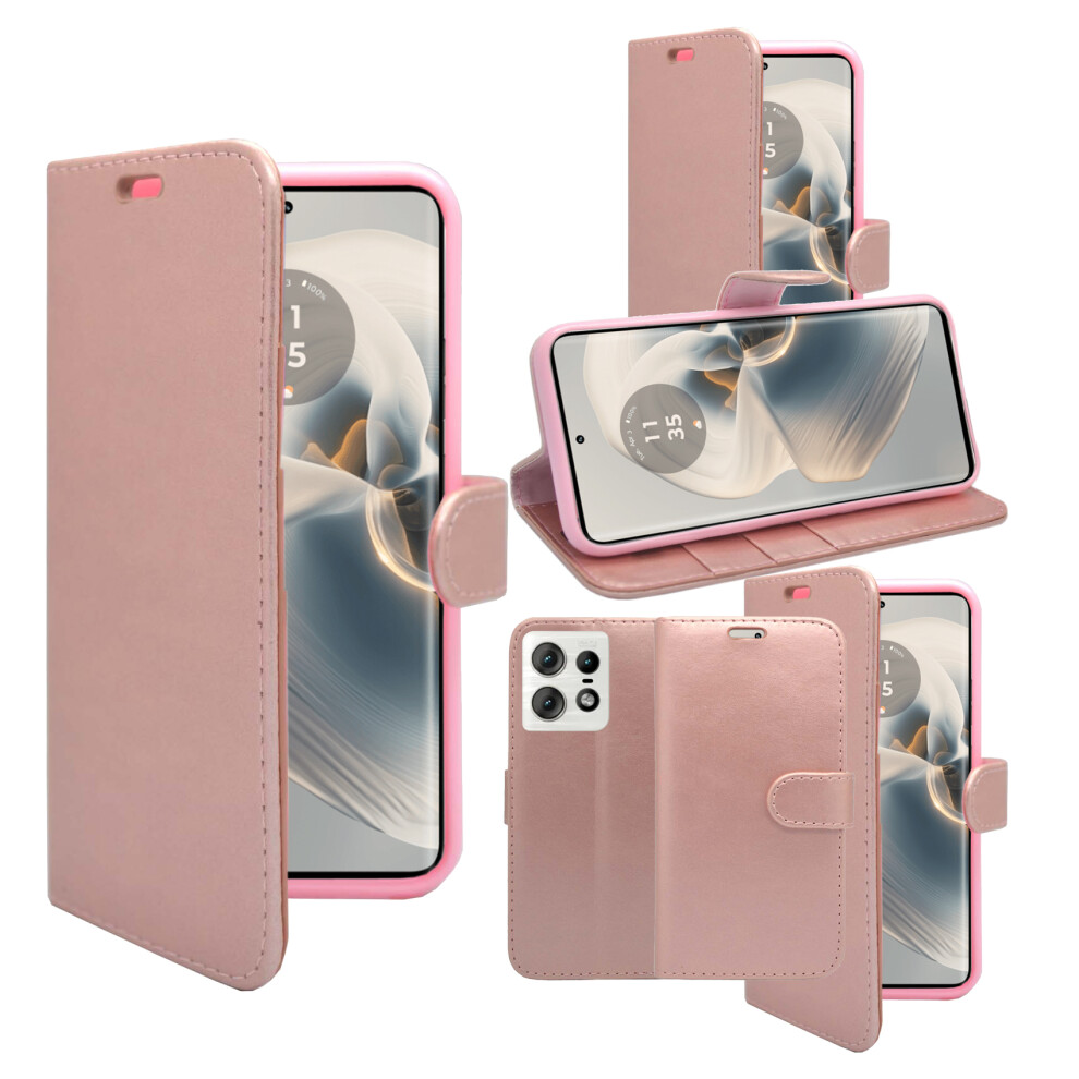 (Rose ) Case For Motorola Edge 50 Pro Wallet Flip Pu Leather Cover Gold 5060972628713