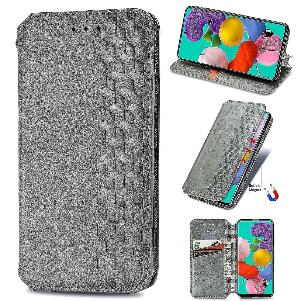 (Gray) Compatible With Samsung Galaxy A51 5G Flip Case Etui Vintage Wallet Flip Cover With Magnetic Closure Coque - Blue 5413367964086