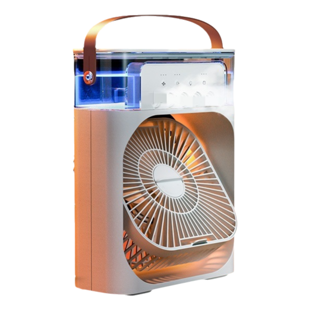 (White) Portable Air Cooler Usb Mini Aircond Mist Fan Office Humidifier Refrigeration