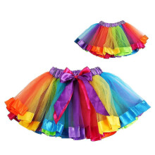 (L( 5-8 Years)) Kids Girls Baby Tutu Skirt Rainbow Fancy Skirts Tulle Dress Up Party 0 To 8 Year