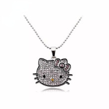 (1 PCS3) Kawaii Sanrio Anime Hello Kitty Necklace Cute And Sweet Cartoon Double Ring Chain Bone Couple Ktm Pendant Girlfriend Gift