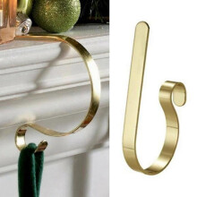 (Gold, 1pc) Christmas Stocking Hanger Holder Hook Fireplace Clip Decor Ornament