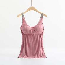 (BEAN CURD, XXL) Maternity Clothes Breastfeeding Sling Vest Pregnant Women Removable Bra Nursing Camisole Top Maternity T-shirt Nursing Clothes