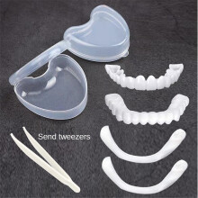 (color02) Snap On False Teeth Upper Lower Dental Veneers Dentures Tooth Cover Set Hot